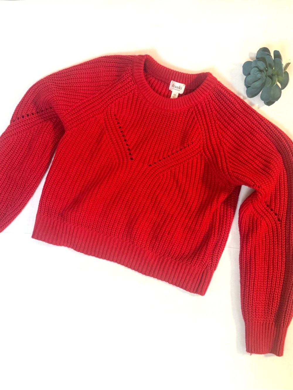 Frankie’s by Francesca’s Youth Red Knit Sweater Size 10 Chunky Shaker Knit